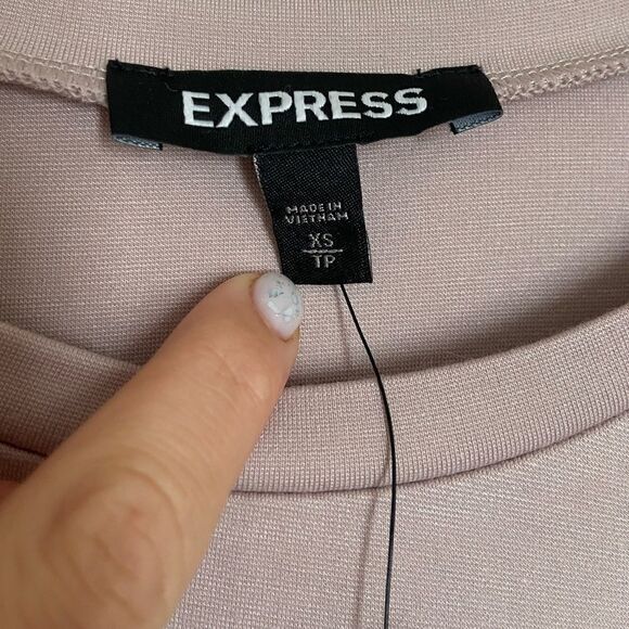 EXPRESS Light Pink Capped Short Sleeve Dressy Top Corset  Waist Blouse Size XS - Picture 8 of 10